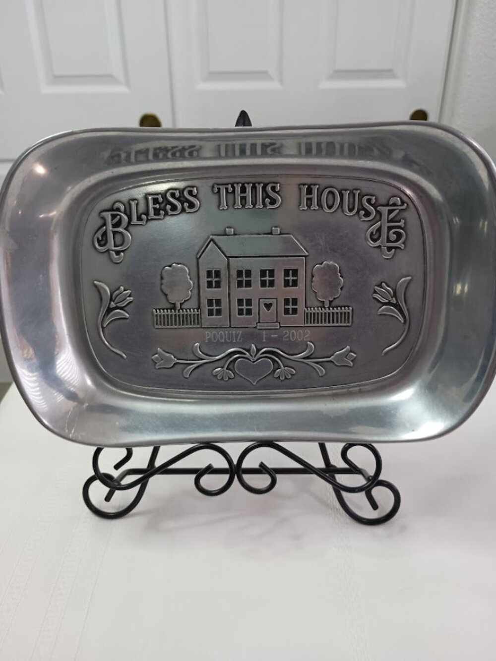 Wilton Pewter Bless This House Tray/Bread Dish